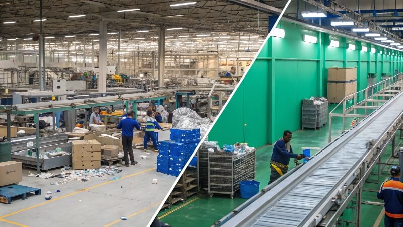 lean manufacturing implementation, production efficiency improvement, waste reduction strategies, value stream mapping