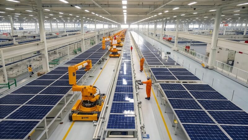 Inside a Chinese solar panel factory: automated production of photovoltaic modules