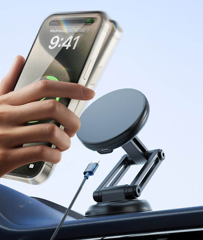 M10 S magnetic car wireless charger mount 15W fast charge foldable lift 36 strong magnets 3M adhesive