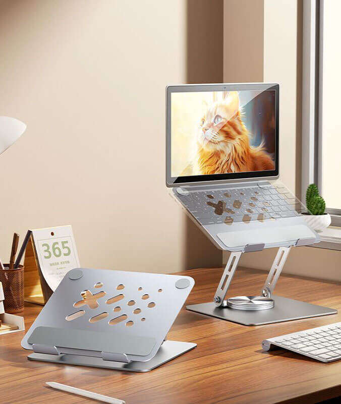 Q21 360 rotating metal laptop stand foldable hollow heat dissipation stable carbon steel